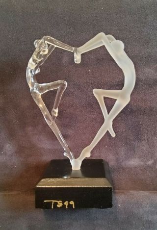 Vintage Milon Townsend Art Glass Sculpture Dancing Nude Couple Clear,  Frosted