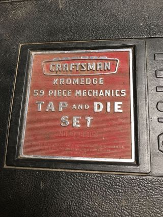 Vintage Craftsman Kromedge 9 - 52151 Mechanics 59 Piece Tap & Die Set Missing 2
