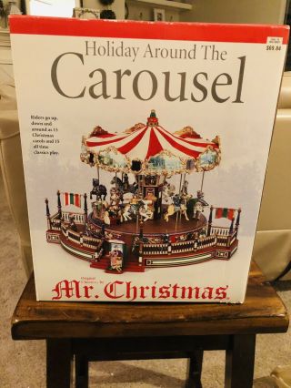 Vintage Mr Christmas Holiday Around The Carousel Musical Animation