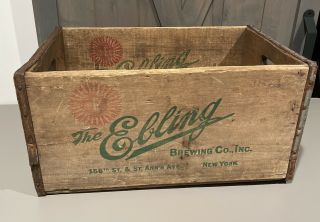 Vintage Wooden Beer Crate The Ebling Brewing Co.  Inc.  York Wood Brewery Box
