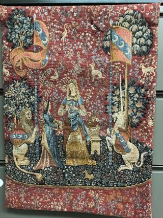 Metrax Lady & Unicorn " The Smell " Cluny Museum Tapestry Vintage - Belgium F3