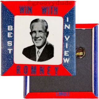1968 Win With George Romney Best In View President Campaign Pin Pinback Button