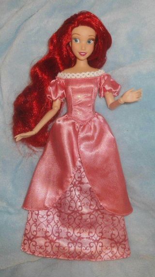 Disney Store The Little Mermaid Princess Ariel Pink Dress 11 " Doll Rare Redhead