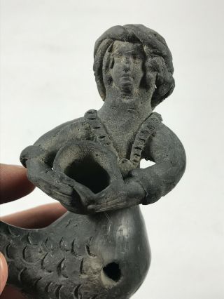 Vintage VTG Mermaid Oaxaca Black Clay Barro Negro Pottery Whistle 3