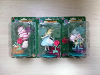 Disney Christmas Ornament 2016 Figure Set Alice In Wonderland Cheshire Cat Mad