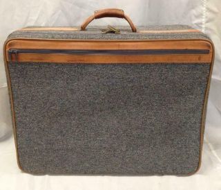 Vintage Hartmann Tweed Luggage Suitcase Leather Handle And Trim 27 " X 20 "