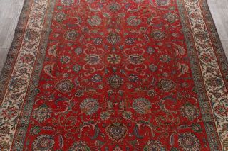 Vintage RED/IVORY Floral Tebriz Area Rug 10x13 Hand - Knotted Wool Oriental Carpet 3