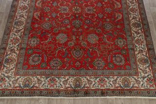 Vintage RED/IVORY Floral Tebriz Area Rug 10x13 Hand - Knotted Wool Oriental Carpet 5