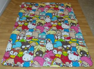 Sanrio Friends Hello Kitty My Melody Comforter Blanket Bedspread Twin Stars Vtg