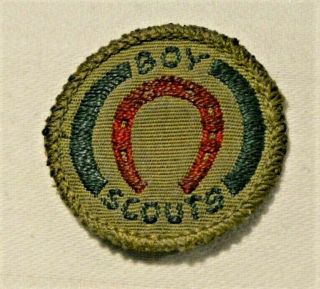 Red Horseshoe Boy Scout Friend To Animals Proficiency Badge Black Back Small $1