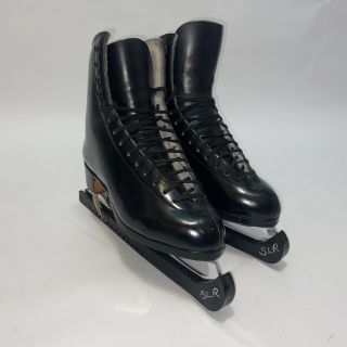 Vintage Riedell Red Wing Black Leather Figure Ice Skates W/guards - M - Size 6