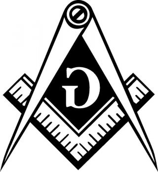 White 12 Inch Vinyl Decal Masonic Emblem Mason Flipped