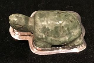 Vintage AMY KAHN RUSSELL Large Carved TURTLE Sterling Silver Pin Pendant 38 g. 2