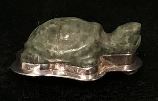 Vintage AMY KAHN RUSSELL Large Carved TURTLE Sterling Silver Pin Pendant 38 g. 3