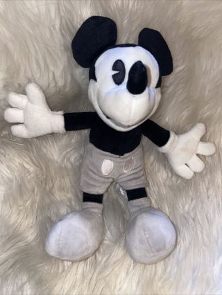 Euc Disney Parks Mickey Mouse Black White Gray Plush Doll 45cm Classic