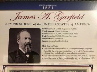James A.  Garfield 20th U.  S.  President Colorized $2 Bill US Legal 3