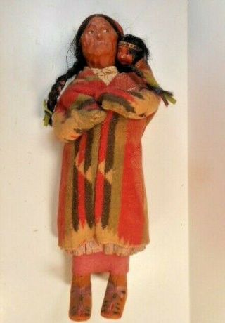 Large Antique 1930 - 1940 Signed Skookum Doll Bully Good Woman With Baby