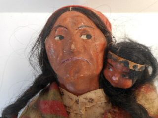 Large Antique 1930 - 1940 Signed Skookum Doll Bully Good Woman with Baby 2