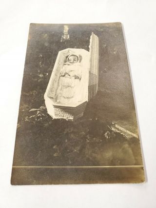 Vintage Rppc Real Photo Postcard Post Mortem Child In Coffin