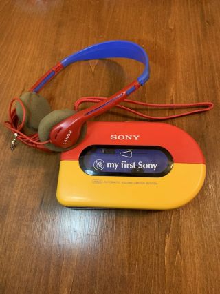 Vtg My First Sony Walkman Cassette Player Wm - 3300 W/ Headphones Mdr007