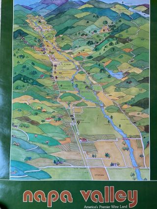 Vintage Napa Valley California Poster 1979 Wine Country Winery Wine Land Colonna