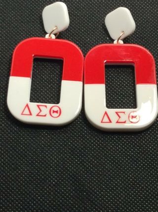 Delta Sigma Theta Inspired Red And White Earrings