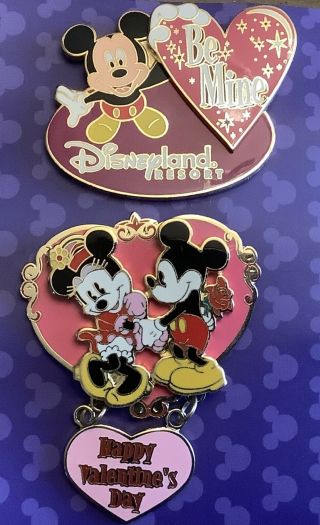 Disney Pin Mickey Mouse Minnie Happy Valentine’s Day Be Mine Love Heart 3d Le