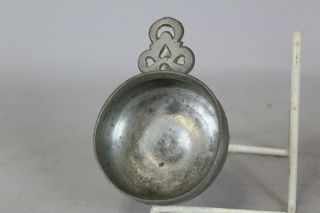18th C Pewter Porringer With A Fully Developed & Heart Cut Decorated Handle