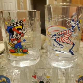 Set Of 7 Vintage Walt Disney Drinking Glasses Mcdonald ' s,  25 Year Anniversary 2