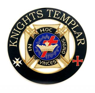 Deluxe Knights Templar Car Emblem 3 Inch Black & Gold Cd30