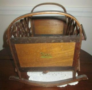 C.  A.  Fenner Antique 1873 Patent Wood Accordian Rocking Doll Cradle