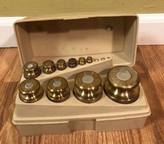 Ohaus 10 Piece Brass Calibration Weight Set,  5g - 1 Kg Vintage