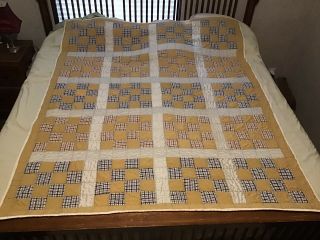Vintage Hand Quilted Cotton Fabrics Patchwork Quilt; 79 1/2” X 61 1/2”