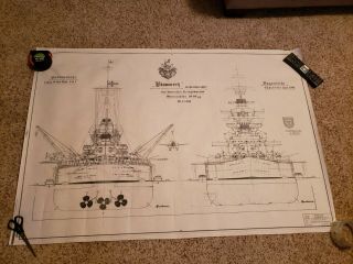 Ww2 German Battleship Bismarck Drawing 1:100
