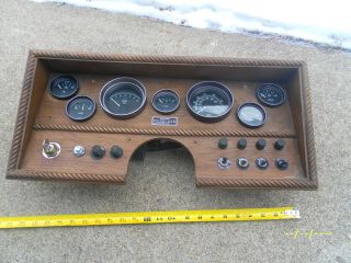 Vintage Boat Instrument Panel Dash Speedometer Ignition Switch Tachometer