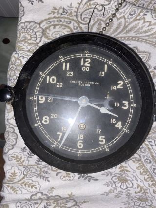 Chelsea Clock Co.  Wwii Clock Military W/ Orig.  Key