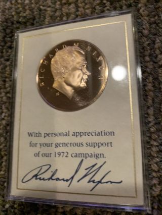 Bronze 1972 Franklin Coin Reelect Nixon Republican National Committee