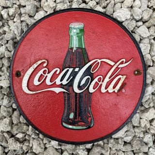 Vintage Coca Cola Cast Iron Metal Sign Oil Gas Pump Plate Advertising Soda Pop