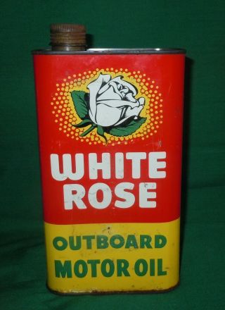 Vtg White Rose Outboard Motor Oil Can 1 Imperial Quart/full/nos/never