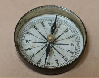 Vintage Brass & Glass Pocket Compass With Lid
