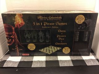 Disney Pirates Of The Caribbean 3 In 1 Pirate Games Chess,  Checkers,  Dice