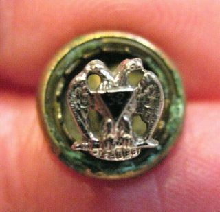 14k White Gold Enamel 32 Degree Scottish Rite Freemason Lapel Pin