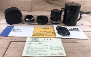 Vintage Canon Macro Lens Fd 50mm 1:3.  5 S.  S.  C / Canon Life Size Adaptor / B S - 55
