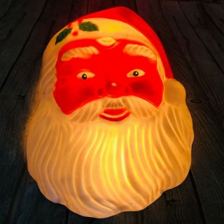 Vintage Santa Claus Christmas Decor Lighted Face Head By Noma