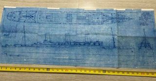 Vintage Blueprint Plan Ss Leviathan Inboard Outboard Drawing 14x36 "