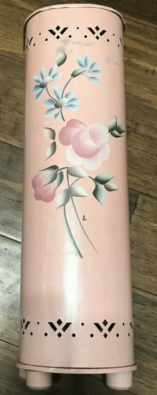 Vintage Floral Flower Metal 3 Roll Toilet Paper Holder Mid Century Pink Prop