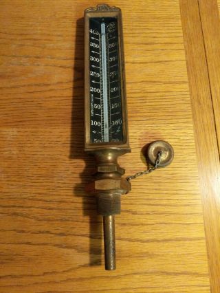 Vintage H & M Tycos Co.  Brass Steamship/boiler Thermometer 1894