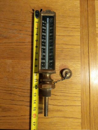 VINTAGE H & M TYCOS CO.  BRASS STEAMSHIP/BOILER THERMOMETER 1894 2