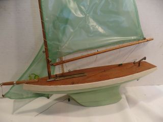 Vintage Sailboat Yacht Pond Sail Boat 18 " Wooden W Sail