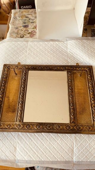 Arts And Crafts Brass Wall Mirror 16”x 11” Vgc